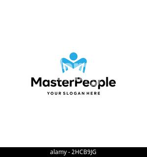 Flat Letter Mark Initial Master People Logo design Stock Vector