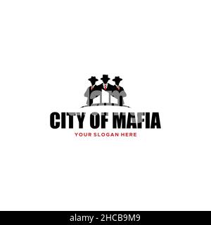 Flat CITY OF MAFIA Building silhouette Logo design Stock Vector
