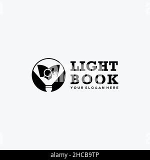 Minimalist LIGHT BOOK Hand Silhouette logo design Stock Vector