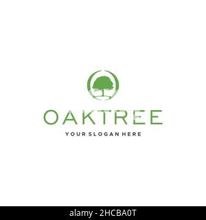 Flat Letter Mark Initial O OAK TREE Logo design Stock Vector