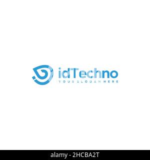 Flat Letter Mark Initial Id Techno logo design Stock Vector