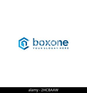 Modern Colorful box one packet package Logo design Stock Vector