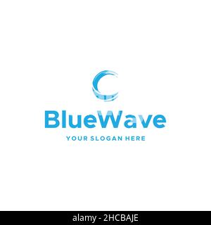 Minimalist Simple SEA Wave Grunge logo design Stock Vector