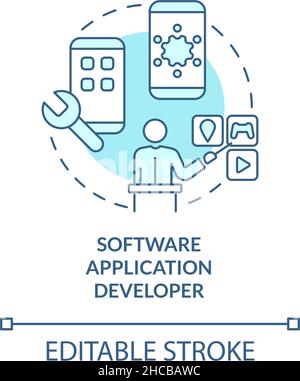 Software application developer turquoise concept icon Stock Vector