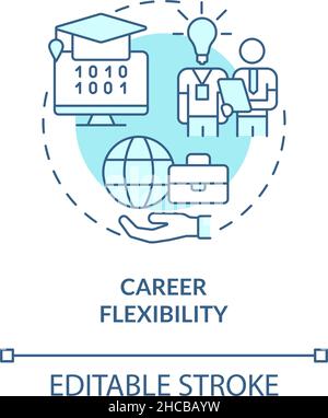 Career flexibility turquoise concept icon Stock Vector