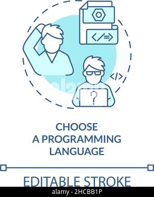Choose a programming language turquoise concept icon Stock Vector
