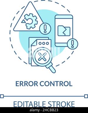 Error control turquoise concept icon Stock Vector