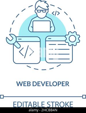 Web developer turquoise concept icon Stock Vector