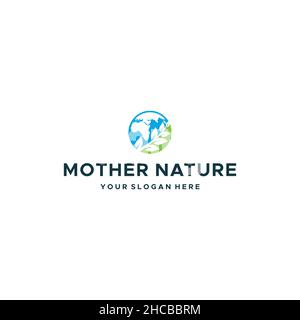 Modern Colorful MOTHER NATURE Leaves logo design Stock Vector
