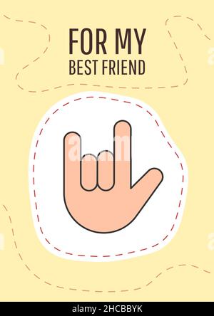 For my best friend greeting card with color icon element Stock Vector