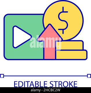Content monetization RGB color icon Stock Vector