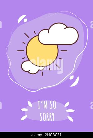 I am so sorry greeting card with color icon element Stock Vector