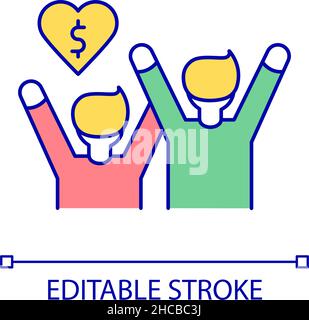 Donating fans RGB color icon Stock Vector