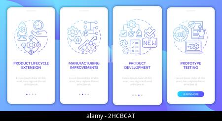 Digital twin tasks blue gradient onboarding mobile app screen Stock Vector