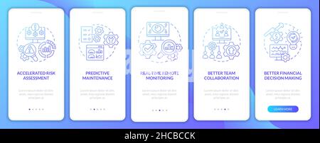 Digital twin benefits blue gradient onboarding mobile app screen Stock Vector