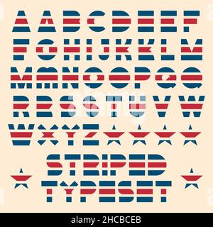 striped typeset in primary colors. solid colors easy to change. Stock Vector
