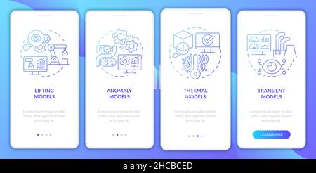 Digital twin models blue gradient onboarding mobile app screen Stock Vector
