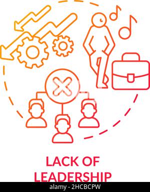 Lack of leadership red gradient concept icon Stock Vector
