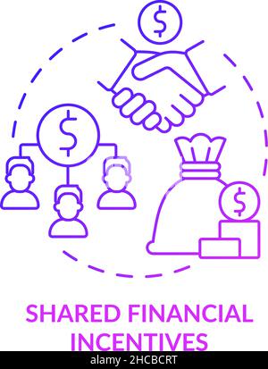 Shared financial incentives purple gradient concept icon Stock Vector