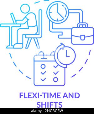 Flexi-time and shifts blue gradient concept icon Stock Vector