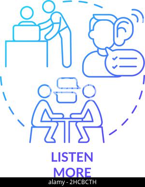 Listen more blue gradient concept icon Stock Vector