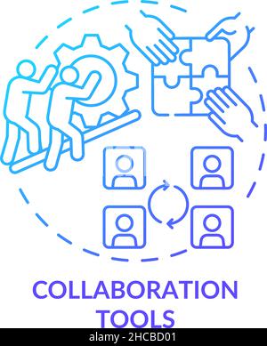 Collaboration tools blue gradient concept icon Stock Vector
