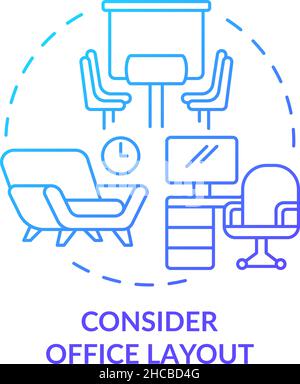 Consider office layout blue gradient concept icon Stock Vector