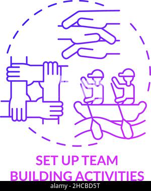 Set up team building activities purple gradient concept icon Stock Vector