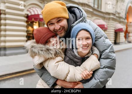 Bearded man wearing warm clothing in city Stock Photo
