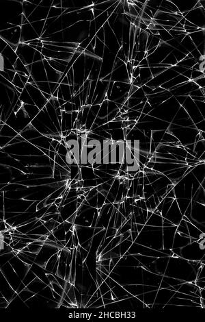 Cracked broken phone screen, damaged tablet screen Stock Photo