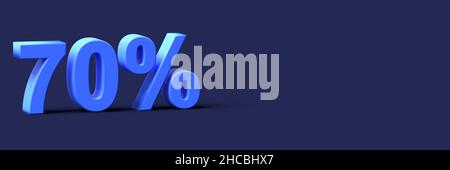 3d blue words 70 percent off discount with blank background. 3d rendering Stock Photo