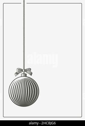 Black color Christmas tree ball in vector woodcut style Stock Vector