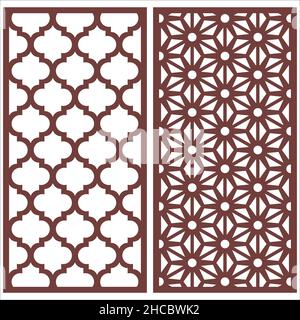 Jali design for graphic and plywood, partition, foam, acrylic and CNC machine cutting. Stock Vector