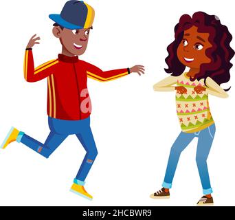 Boy And Girl Couple Kids Dancing Together Vector Stock Vector
