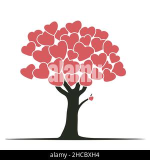 vector valentine hearts tree Stock Vector