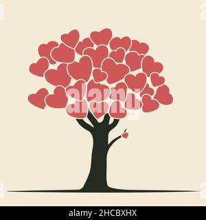 vector valentine hearts tree Stock Vector