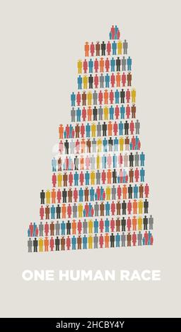 isotype pictograms of humans shapes composed as babel tower Stock Vector