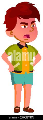 Angry Schoolboy Child Shouting At Friend Vector Stock Vector