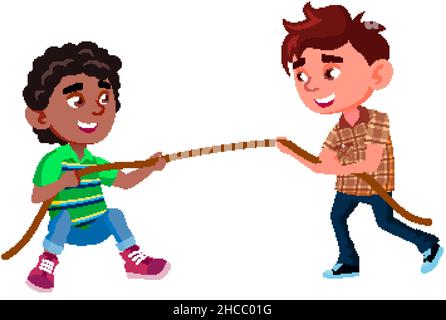 Tug of war children playing on illustration graphic vector Stock Vector ...