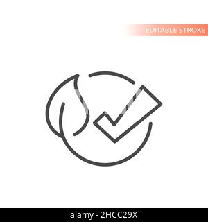 Eco safe, or friendly outlined icon. Leaf circle with check mark symbol. Stock Vector