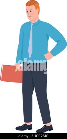 Strict male professor semi flat color vector character Stock Vector