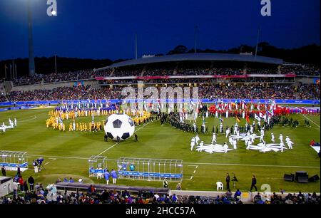 Bruce Stadium, Canberra, Australia, opening ceremony of the 2000 Olympic Soccer Tournament Stock Photo