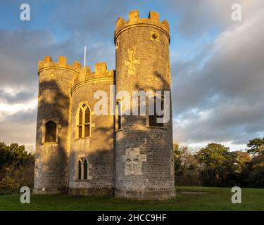 The gothic revival folly castle in Blaise Castle Estate, Bristol. Stock Photo