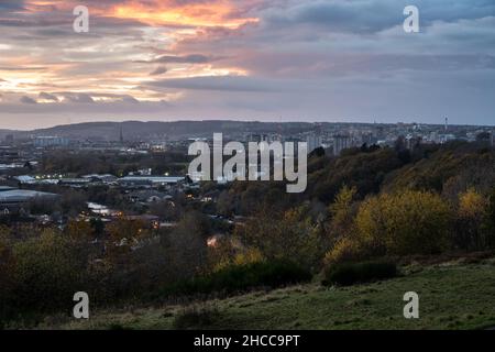 The cityscape of Bristol, including Barton Hill Estate, Redcliffe and the city centre, as viewed from Trooper's Hill. Stock Photo