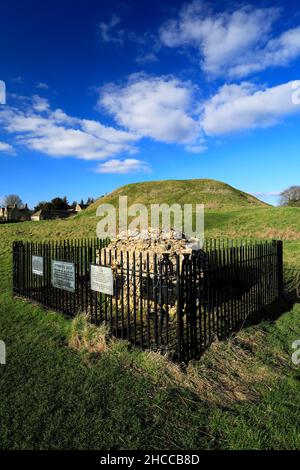 The ruins of Fotheringhay Castle, river Nene, Fotheringhay village, Northamptonshire, England, UK Mary Queen of Scots was beheaded here in 1586,   Kin Stock Photo