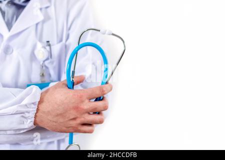 Close-up of male doctor holding stethoscope. Stock Photo