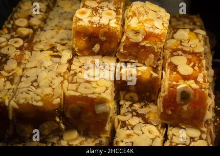 Turkish delights with nuts and sweets Stock Photo