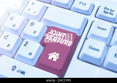 Handwriting text Joint Venture. Word Written on Collaboration Arrangement Parties Partnership Team Abstract Presenting Ethical Hacker, Typing Creative Stock Photo