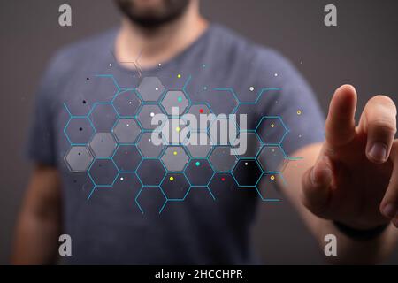 Concept of big data and artificial intelligence. Machine learning and cyber mind domination. Stock Photo