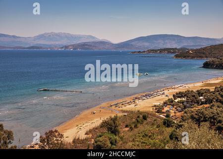 Kalamaki beach seascape, view from above. Corfu island, Greece. Stock Photo